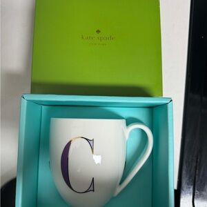 ❌SOLD❌ Kate Spade White Mug with Purple C